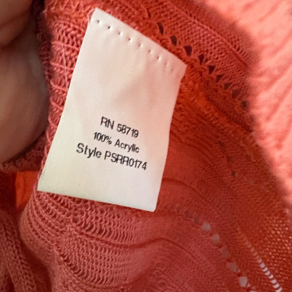 NEW Notations Petite Coral Knit Tie Front Openwork Short Sleeve Blouse PM - Picture 8 of 8